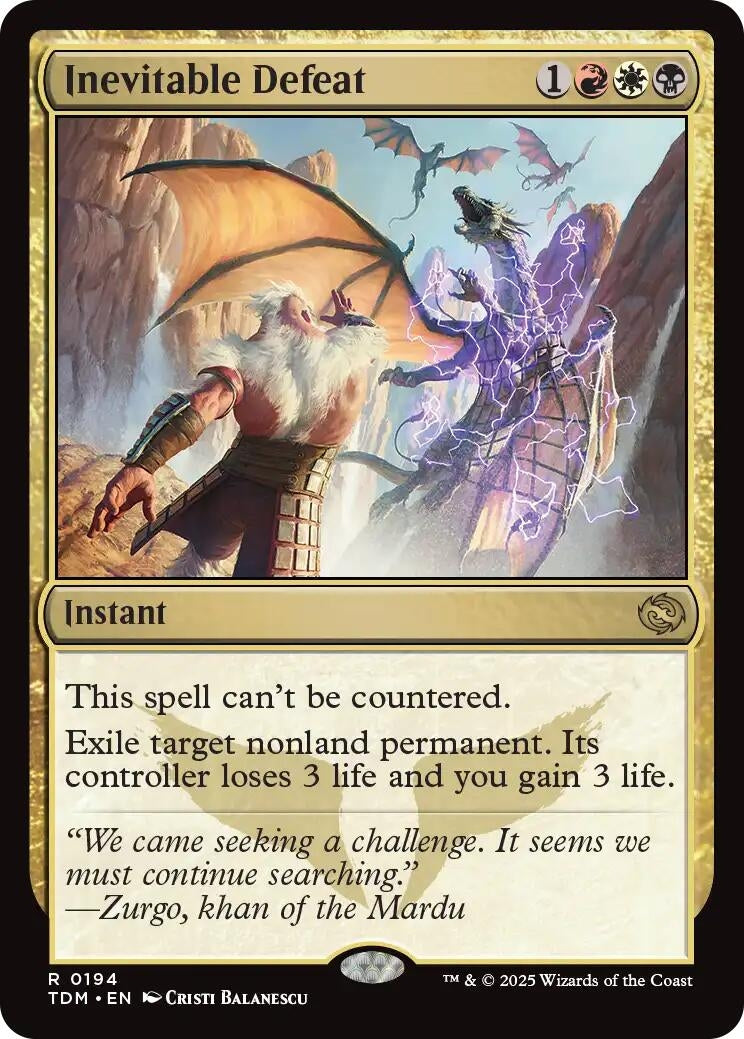 Image for Inevitable Defeat (194) (TDM) - Magic: The Gathering