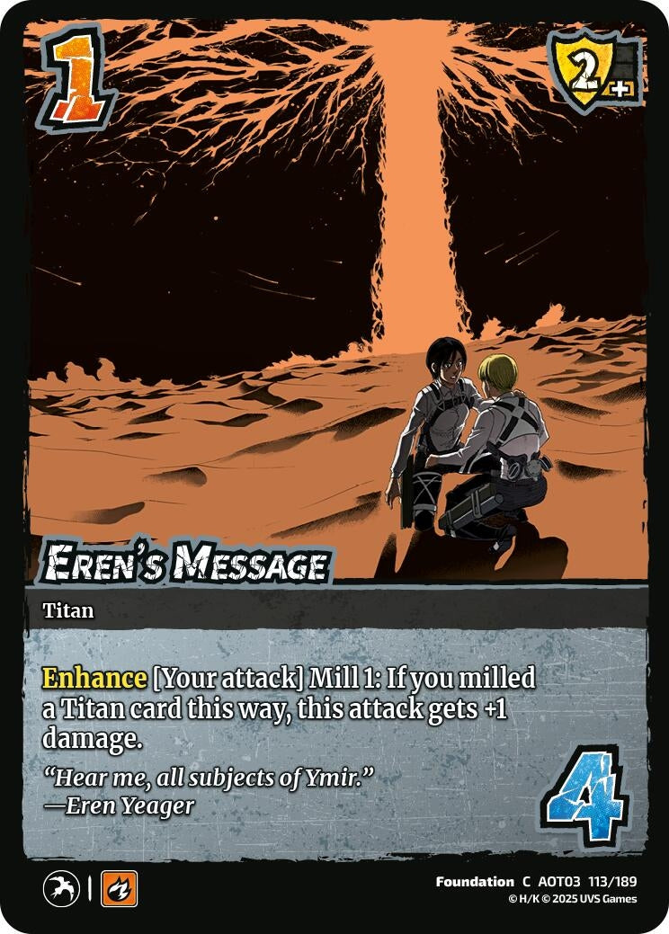 Image for Eren's Message (113/189) (AOT03) - UniVersus