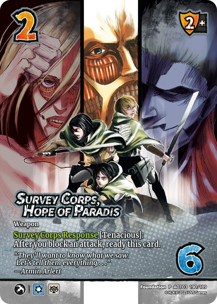 Image for Survey Corps, Hope of Paradis (Promo) (190/189) (AOT03) - UniVersus