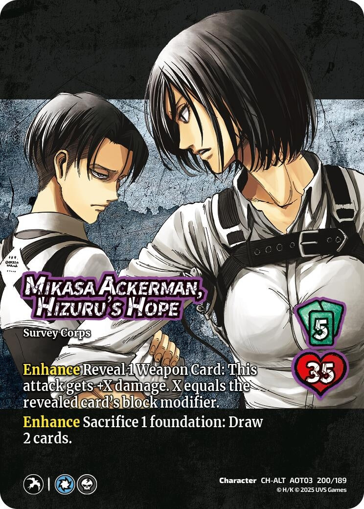 Image for Mikasa Ackerman, Hizuru's Hope (Alternate Art) (200/189) (AOT03) - UniVersus