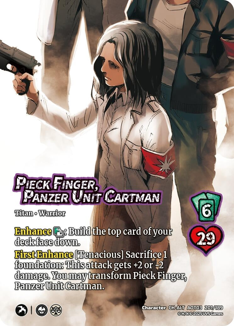 Image for Pieck Finger, Panzer Unit Cartman // Cart Titan, Finale (Alternate Art) (201/189) (AOT03) - UniVersus