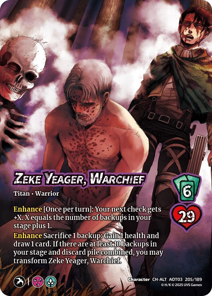 Image for Zeke Yeager, Warchief // Beast Titan, Finale (Alternate Art) (205/189) (AOT03) - UniVersus