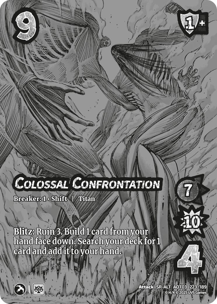 Image for Colossal Confrontation // Seeking Relief (Alternate Art) (223/189) (AOT03) - UniVersus