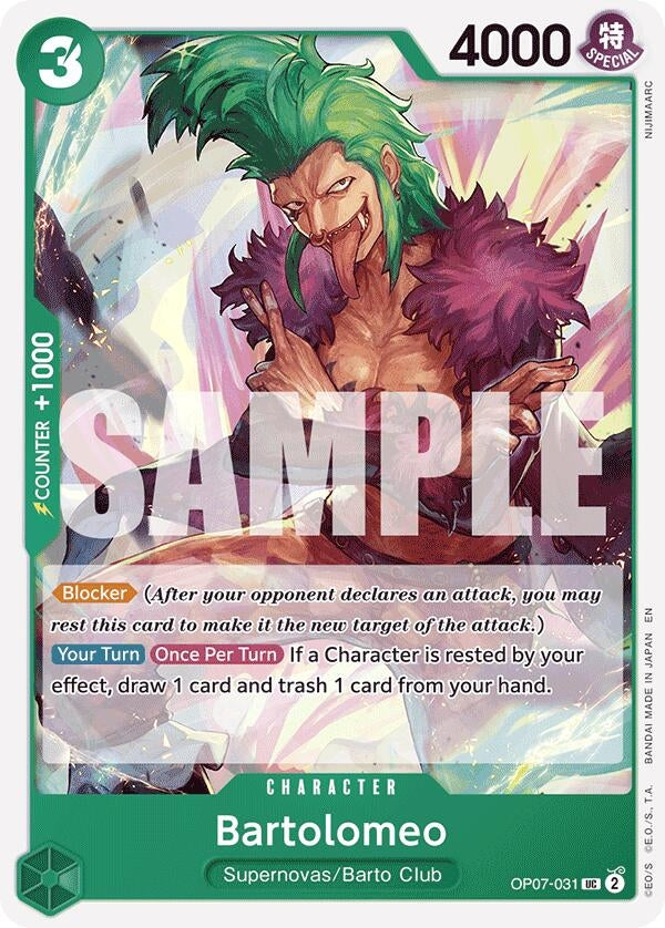 Image for Bartolomeo (Reprint) (OP07-031) (Starter Deck 24: GREEN Jewelry Bonney) - One Piece Card Game