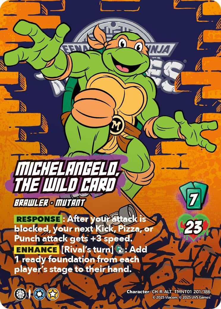 Image for Michelangelo, the Wild Card (Alternate Art) (201) (TMNT01 201/186) (Teenage Mutant Ninja Turtles) - UniVersus