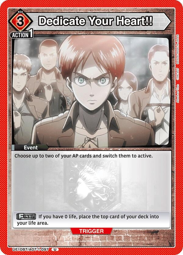 Image for Dedicate Your Heart!! (UE10BT/AOT-1-097) (UE10BT: Attack on Titan) - Union Arena