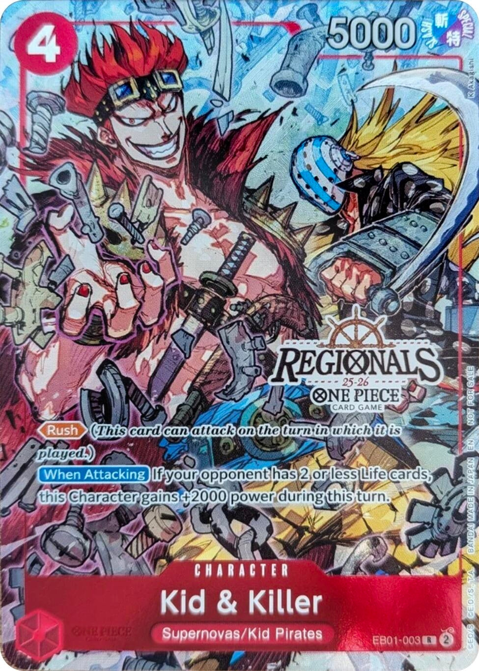 Image for Kid & Killer (CS 25-26 Regionals Textured Chase Promo) (EB01-003) - One Piece Card Game