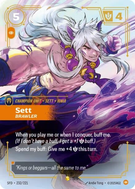Image for Sett - Brawler (Overnumbered) (232/221) - Riftbound: League of Legends Trading Card Game