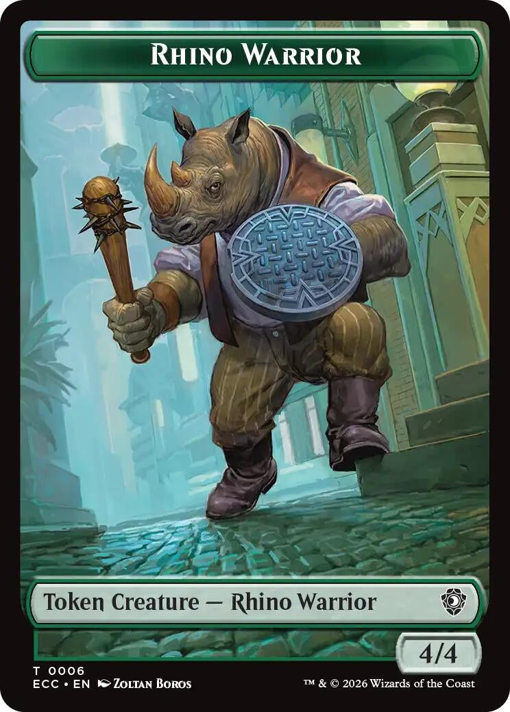 Image for Rhino Warrior // Elemental (0010) Double-Sided Token (6 // 10) - Magic: The Gathering