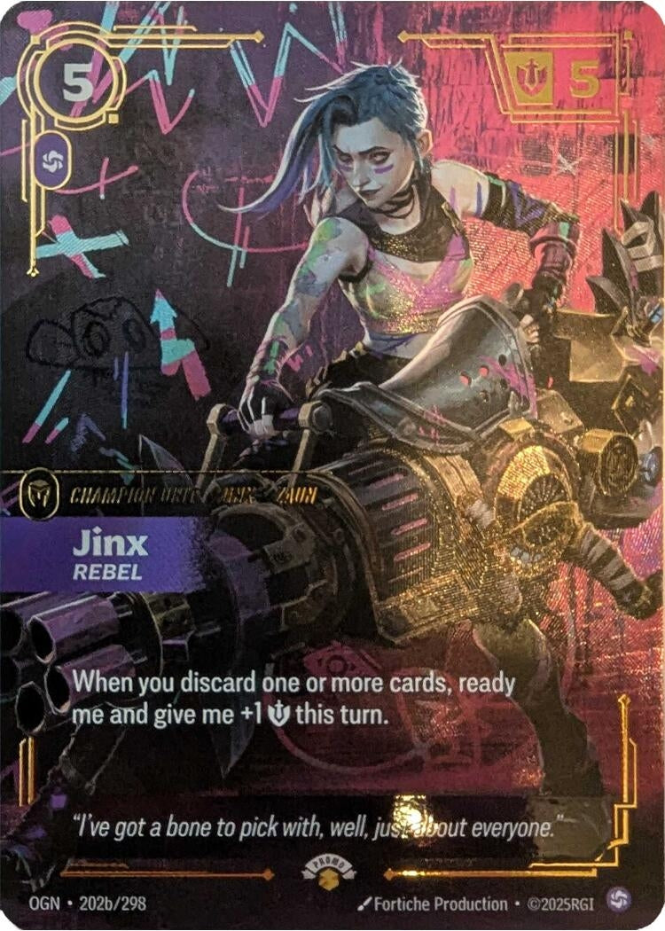 Image for Jinx - Rebel (202/298) (Riftbound Promotional Cards) - Riftbound: League of Legends Trading Card Game