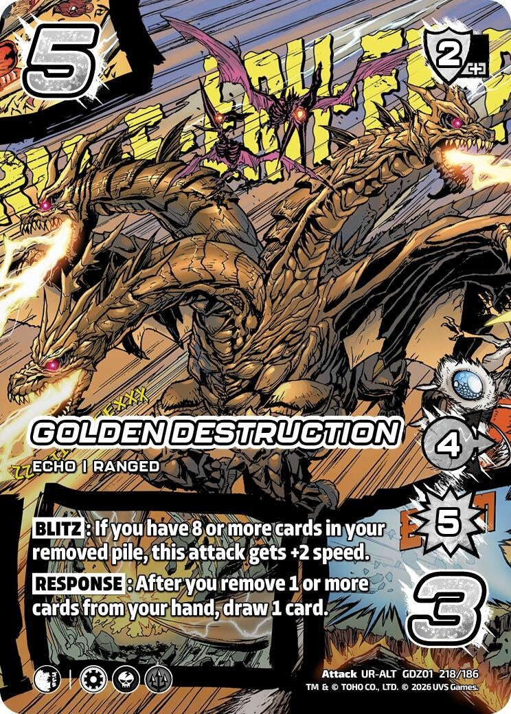 Image for Golden Destruction (Alternate Art) (GDZ01 218/186) (Godzilla: Reign of Kaiju) - UniVersus