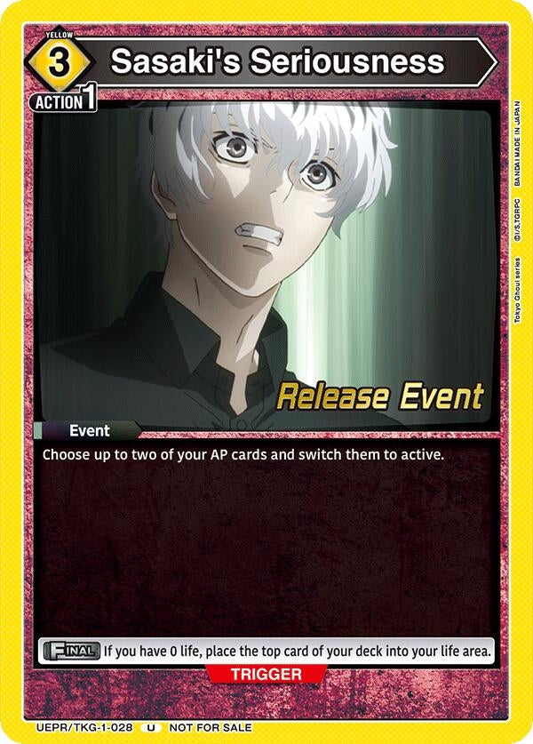 Image for Sasaki's Seriousness (UEPR/TKG-1-028) (UE18BT: Tokyo Ghoul Release Event Cards) (UE18BT_RE) - Union Arena