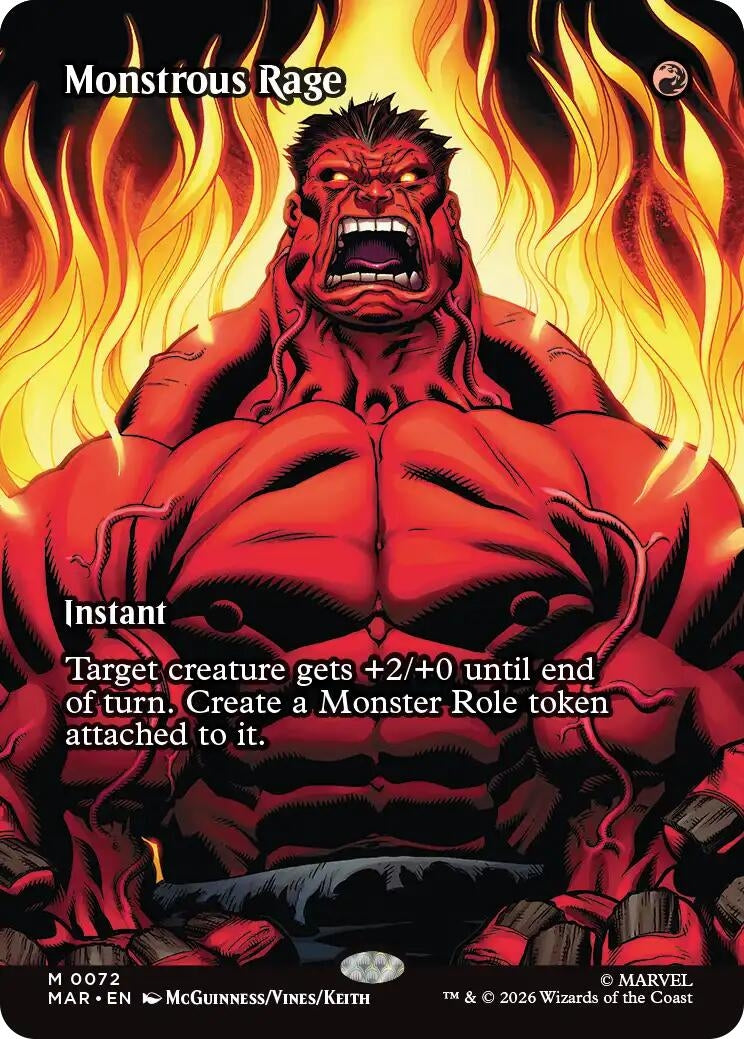 Image for Monstrous Rage (Borderless) (72) (Marvel Universe Eternal-Legal) (MAR) - Magic: The Gathering