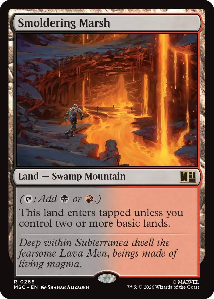 Image for Smoldering Marsh (266) (Commander: Marvel Super Heroes) - Magic: The Gathering