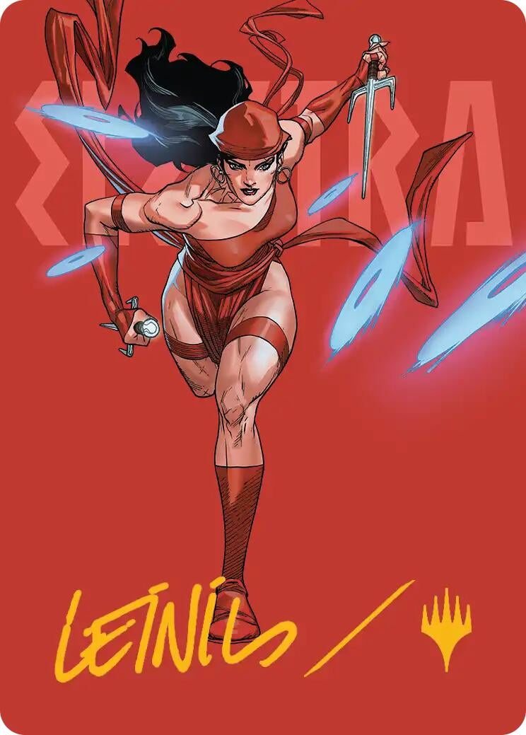 Image for Elektra, Daughter of the Hand Art Card (Gold-Stamped Signature) (25) (Art Series: Marvel Super Heroes) - Magic: The Gathering