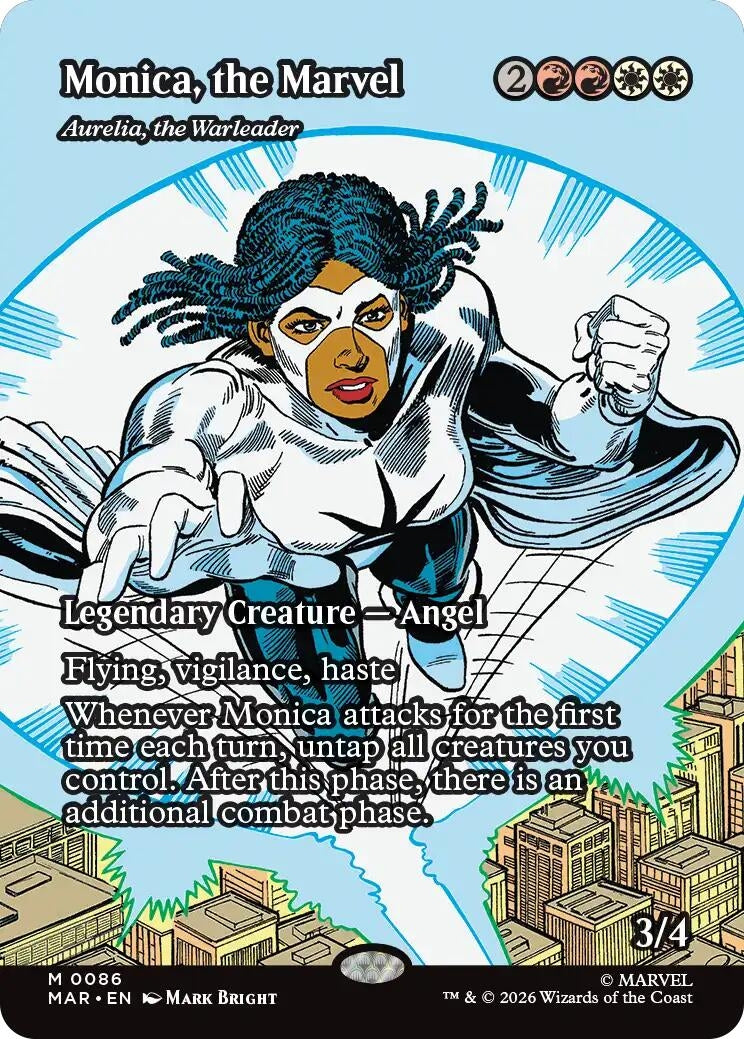Image for Monica, the Marvel - Aurelia, the Warleader (Borderless) (86) (Marvel Universe Eternal-Legal) (MAR) - Magic: The Gathering