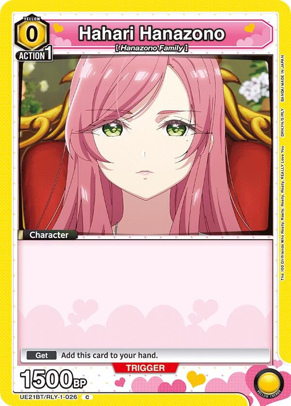 Image for Hahari Hanazono (026) (UE21BT/RLY-1-026) (UE21BT: The 100 Girlfriends Who Really, Really, Really, Really, REALLY Love You) (UE21BT) - Union Arena