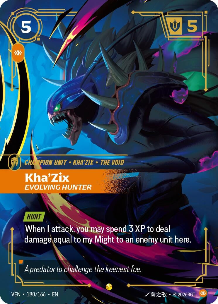 Image for Kha'Zix, Evolving Hunter (180/166) (Vendetta) (VEN) - Riftbound: League of Legends Trading Card Game