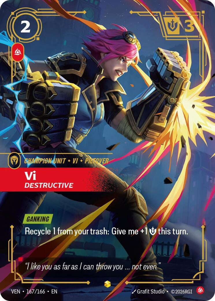 Image for Vi, Destructive (167/166) (Vendetta) (VEN) - Riftbound: League of Legends Trading Card Game