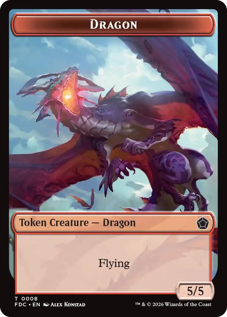 Image for Dragon (0008) // Dragon (0009) Double-Sided Token (8 // 9) (Commander: Foundations) (FDC) - Magic: The Gathering