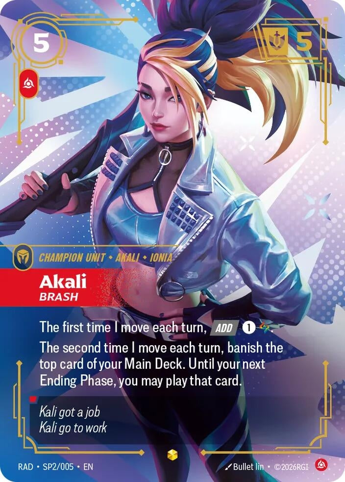 Image for Akali, Brash (K/DA Special Art Card) (SP2/005) (Radiance) (RAD) - Riftbound: League of Legends Trading Card Game