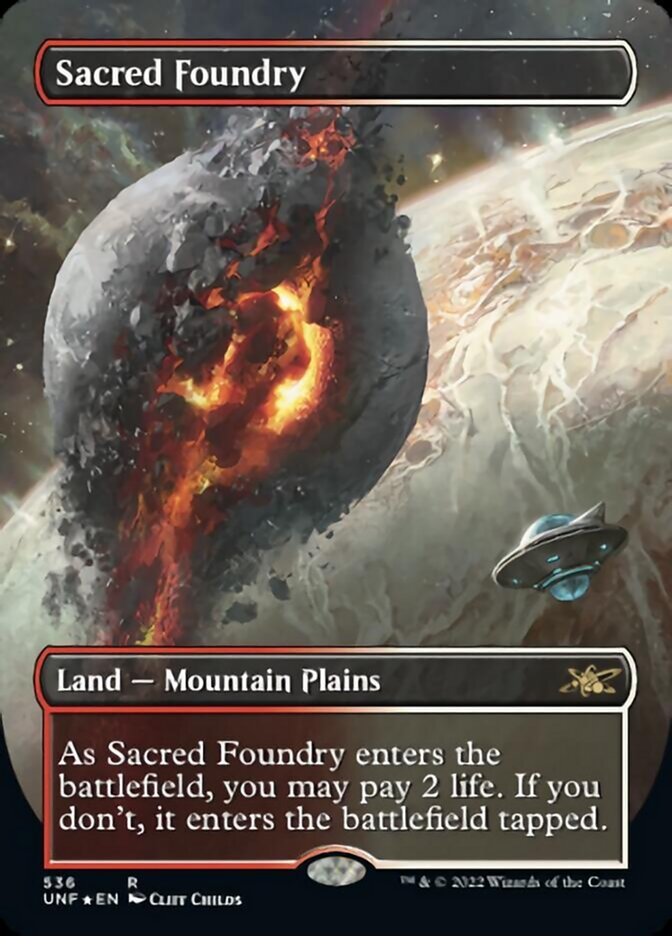 Sacred Foundry (Borderless) (Galaxy Foil) [Unfinity] | Red Riot Games CA