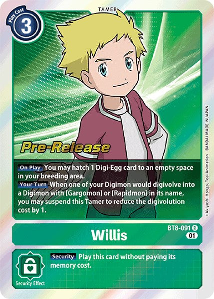 Willis [BT8-091] [New Awakening Pre-Release Cards] | Red Riot Games CA