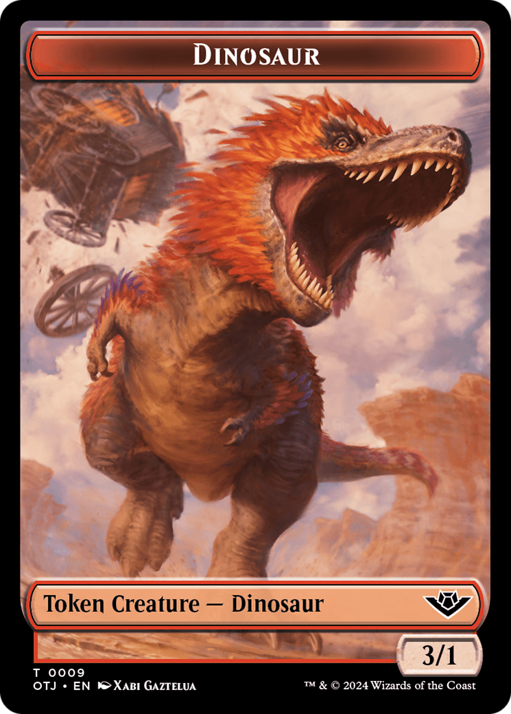 Mercenary // Dinosaur Double-Sided Token [Outlaws of Thunder Junction Tokens] | Red Riot Games CA