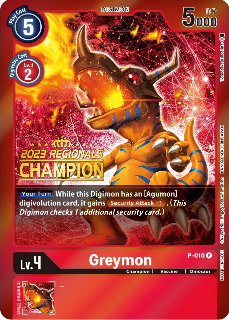 Greymon [P-010] (2023 Regionals Champion) [Promotional Cards] | Red Riot Games CA