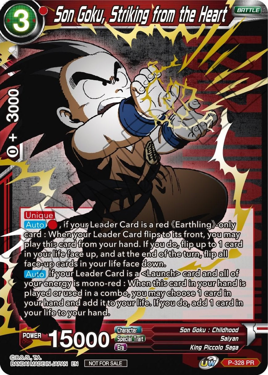 Son Goku, Striking from the Heart (Gold Stamped) (P-328) [Tournament Promotion Cards] | Red Riot Games CA