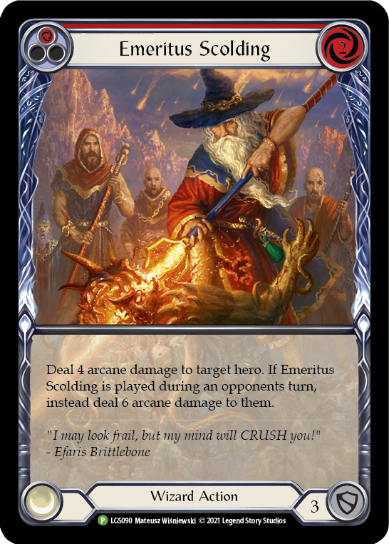 Emeritus Scolding (Red Extended Art) [LGS090] (Promo)  Rainbow Foil | Red Riot Games CA