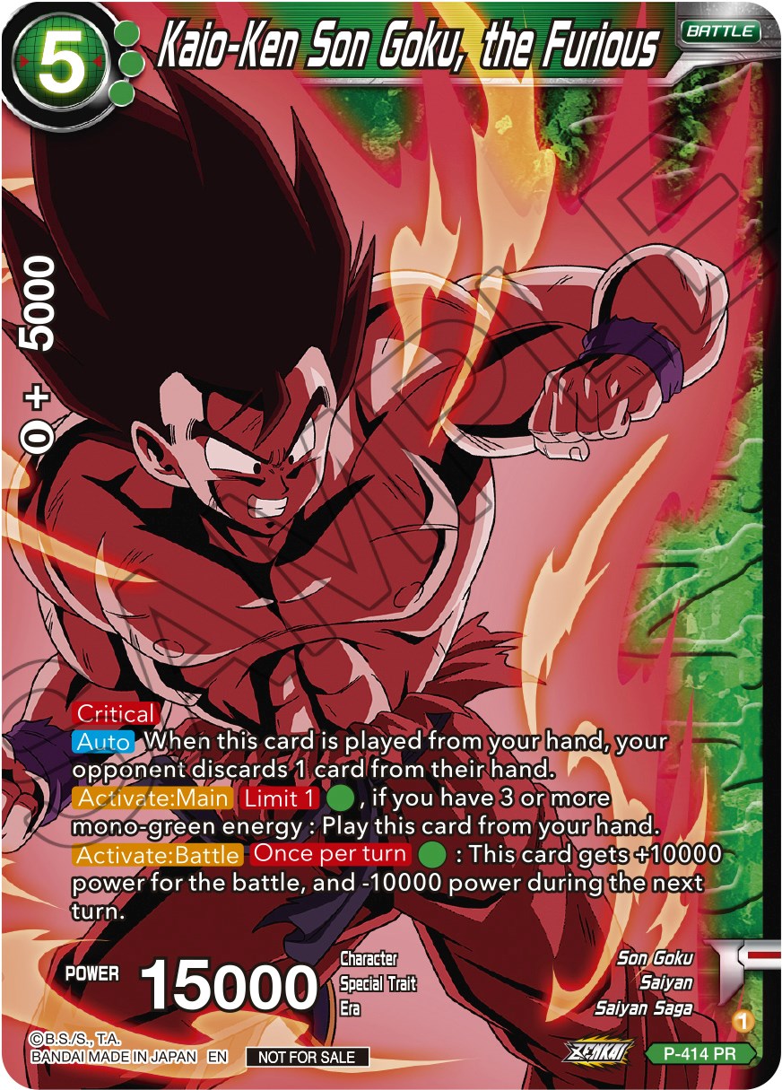 Kaio-Ken Son Goku, the Furious (Zenkai Series Tournament Pack Vol.1 Winner) (P-414) [Tournament Promotion Cards] | Red Riot Games CA