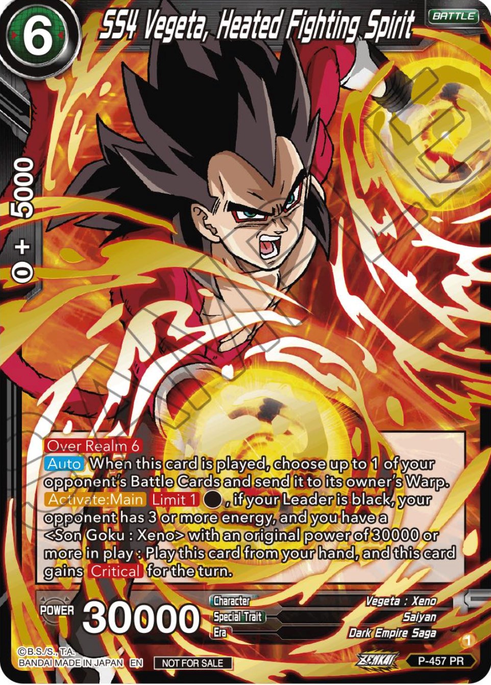 SS4 Vegeta, Heated Fighting Spirit (Championship Selection Pack 2023 Vol.1) (Holo) (P-457) [Tournament Promotion Cards] | Red Riot Games CA