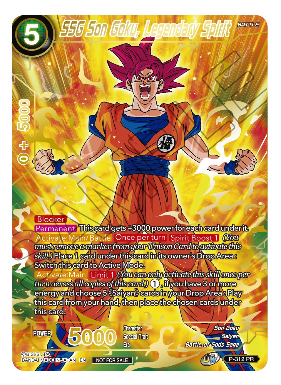 SSG Son Goku, Legendary Spirit (Gold Stamped) (P-312) [Promotion Cards] | Red Riot Games CA