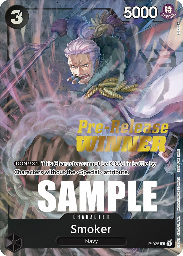 Smoker (Pre-Release) [Winner] [One Piece Promotion Cards] | Red Riot Games CA