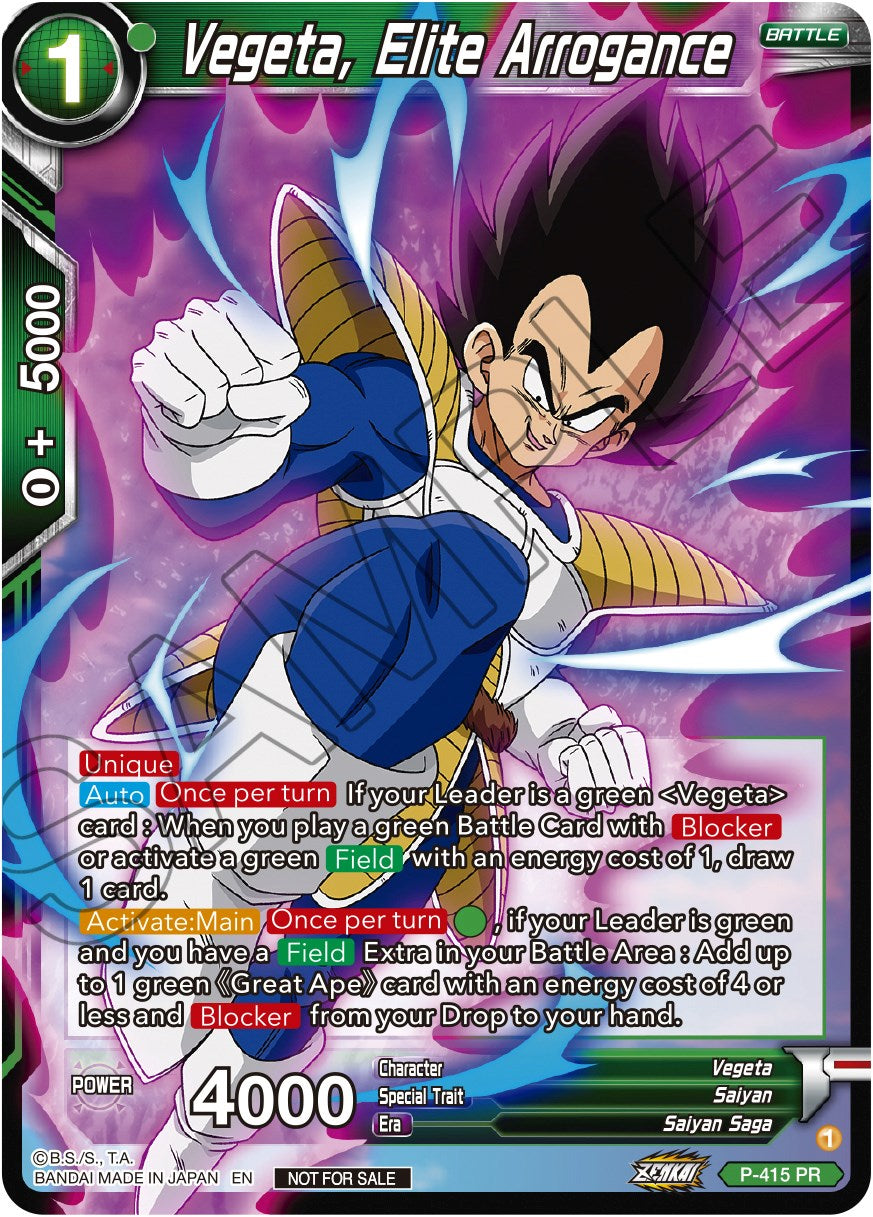 Vegeta, Elite Arrogance (Zenkai Series Tournament Pack Vol.1) (P-415) [Tournament Promotion Cards] | Red Riot Games CA