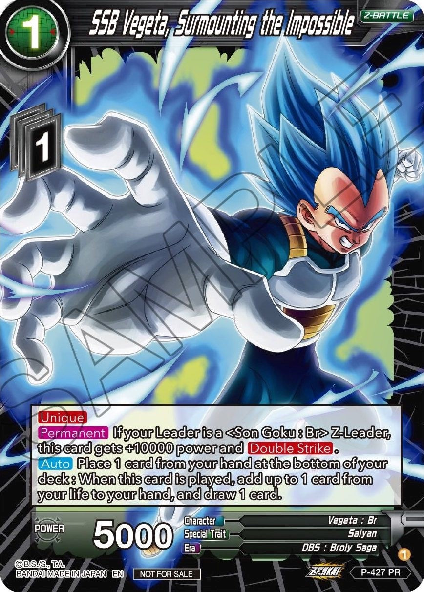SSB Vegeta, Surmounting the Impossible (P-427) [Promotion Cards] | Red Riot Games CA
