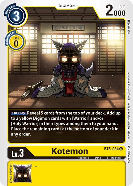 Kotemon [BT5-034] (Tamer Party Vol. 5) [Battle of Omni Promos] | Red Riot Games CA
