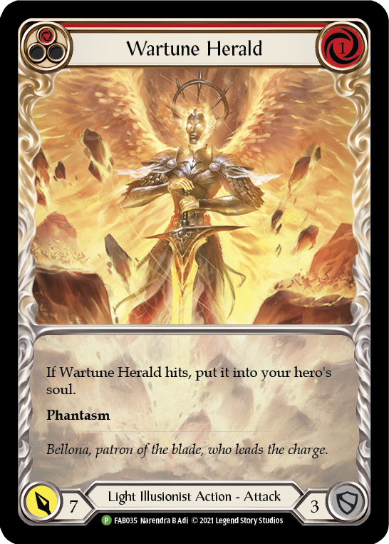 Wartune Herald (Red Extended Art) [FAB035] (Promo)  Rainbow Foil | Red Riot Games CA