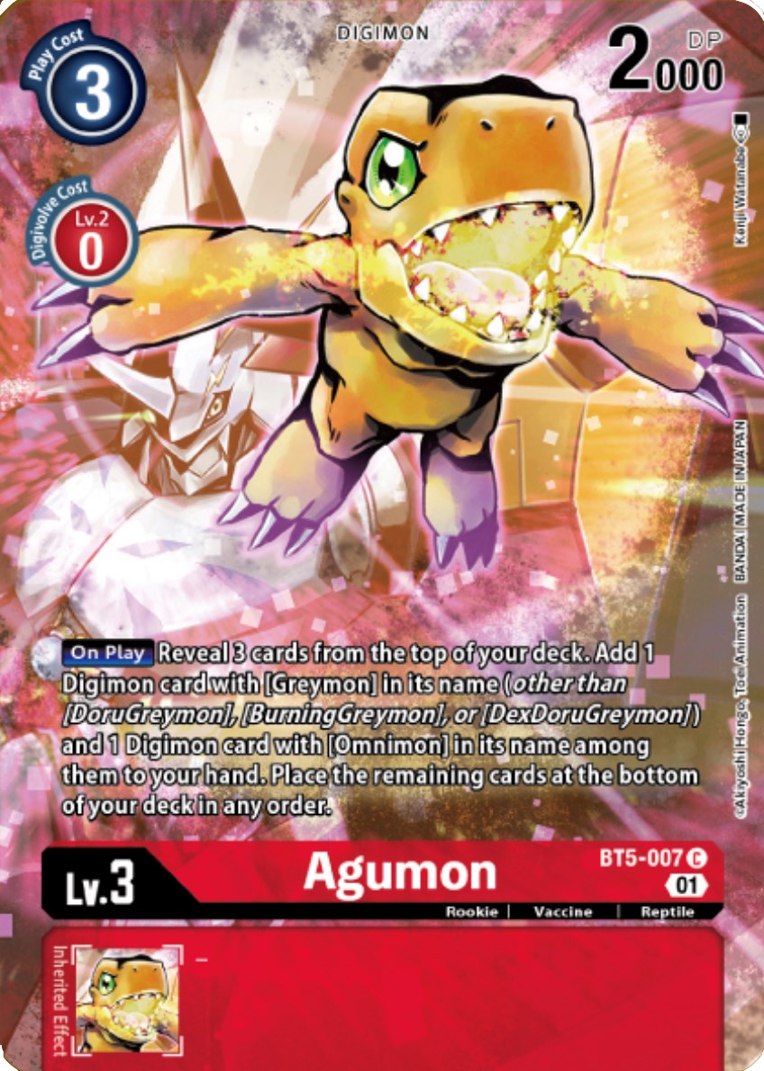 Agumon [BT5-007] (Digimon Royal Knights Card Set) [Battle of Omni Promos] | Red Riot Games CA
