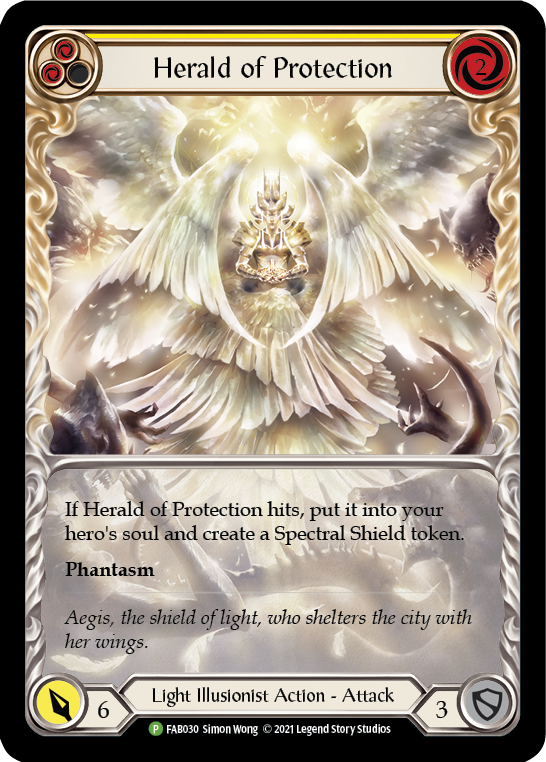 Herald of Protection (Yellow Extended Art) [FAB030] (Promo)  Rainbow Foil | Red Riot Games CA