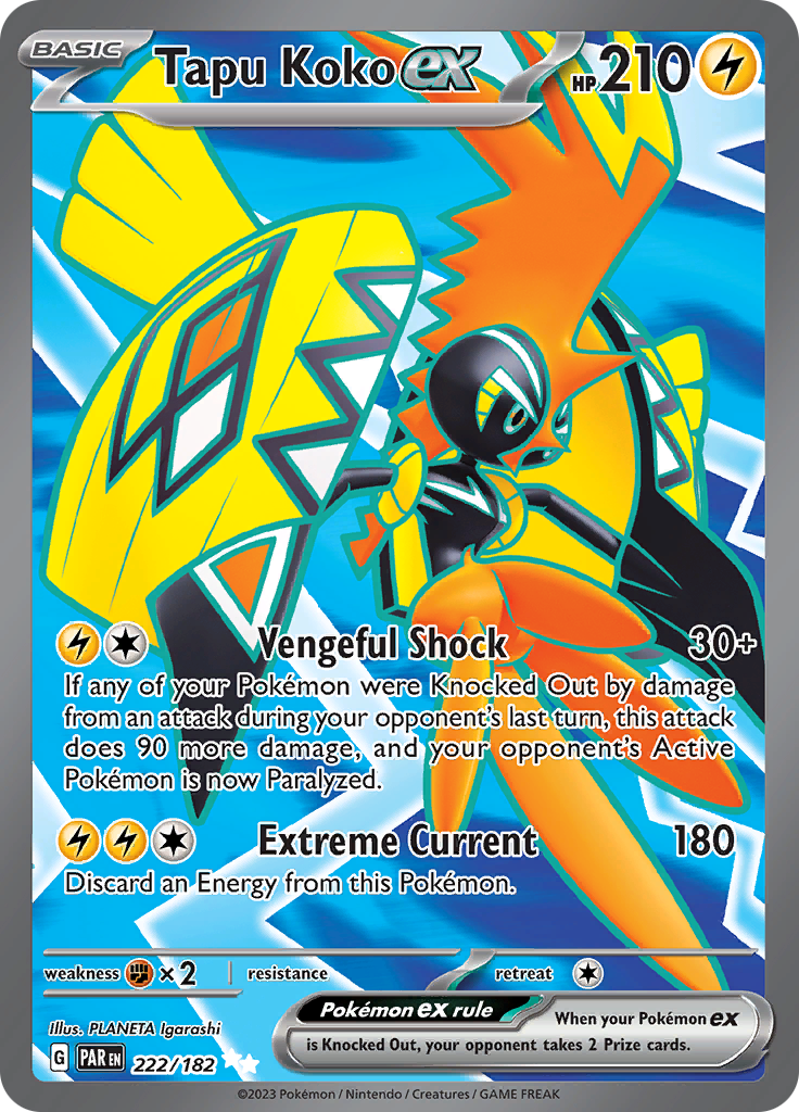 Tapu Koko ex (222/182) [Scarlet & Violet: Paradox Rift] | Red Riot Games CA