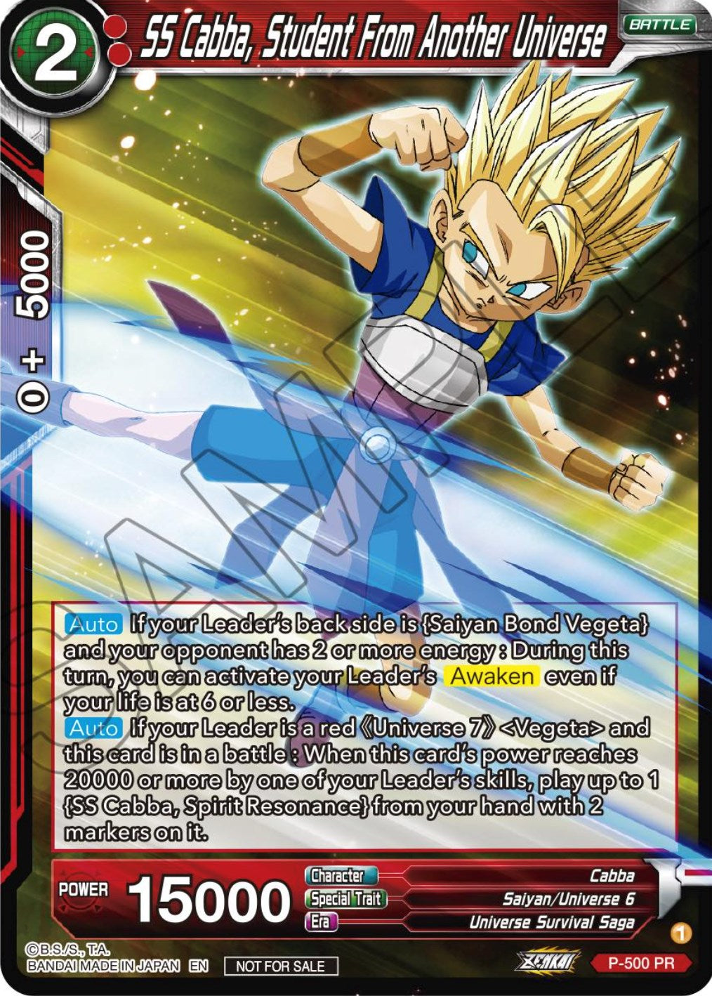 SS Cabba, Student From Another Universe (Zenkai Series Tournament Pack Vol.4) (P-500) [Tournament Promotion Cards] | Red Riot Games CA