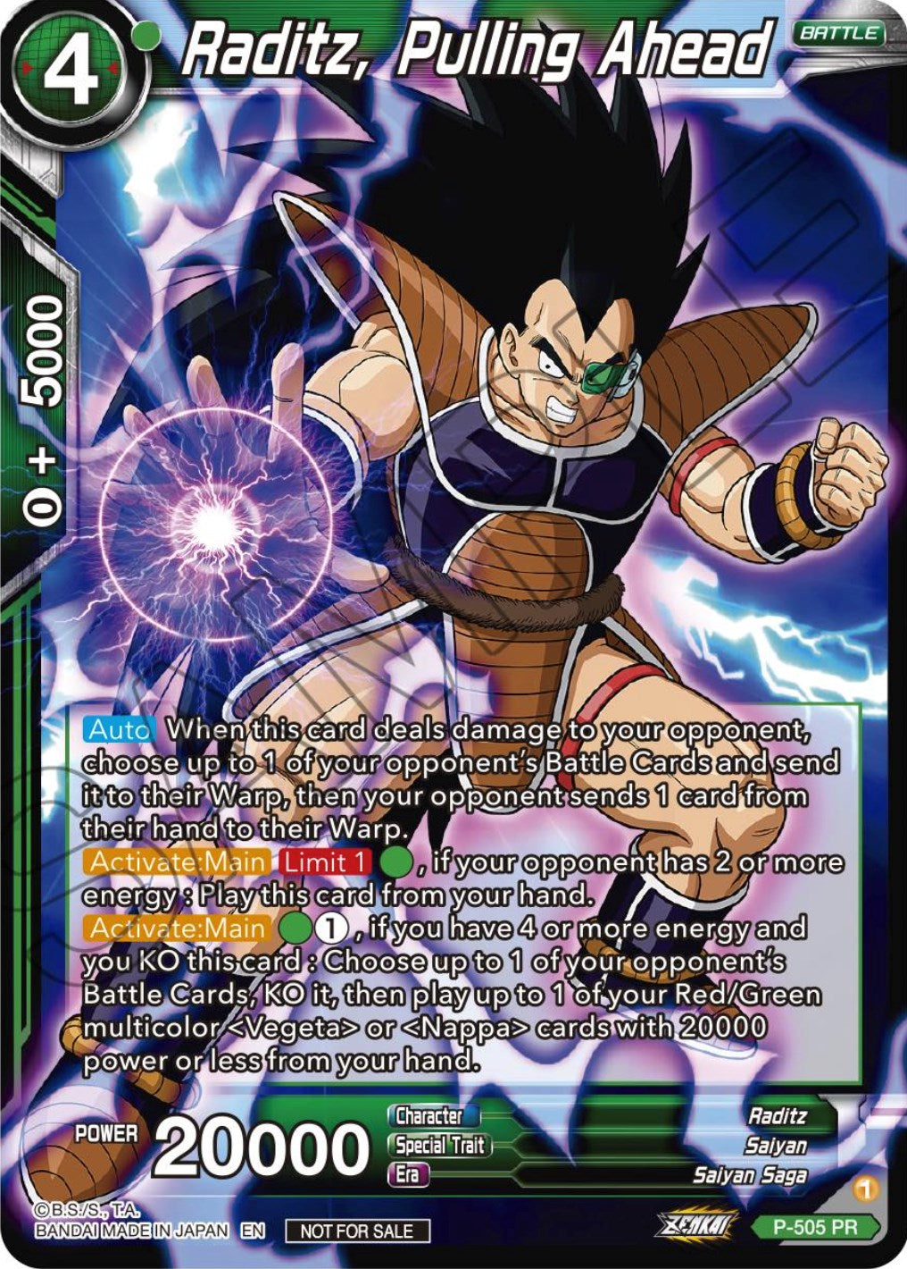 Raditz, Pulling Ahead (Zenkai Series Tournament Pack Vol.4) (P-505) [Tournament Promotion Cards] | Red Riot Games CA