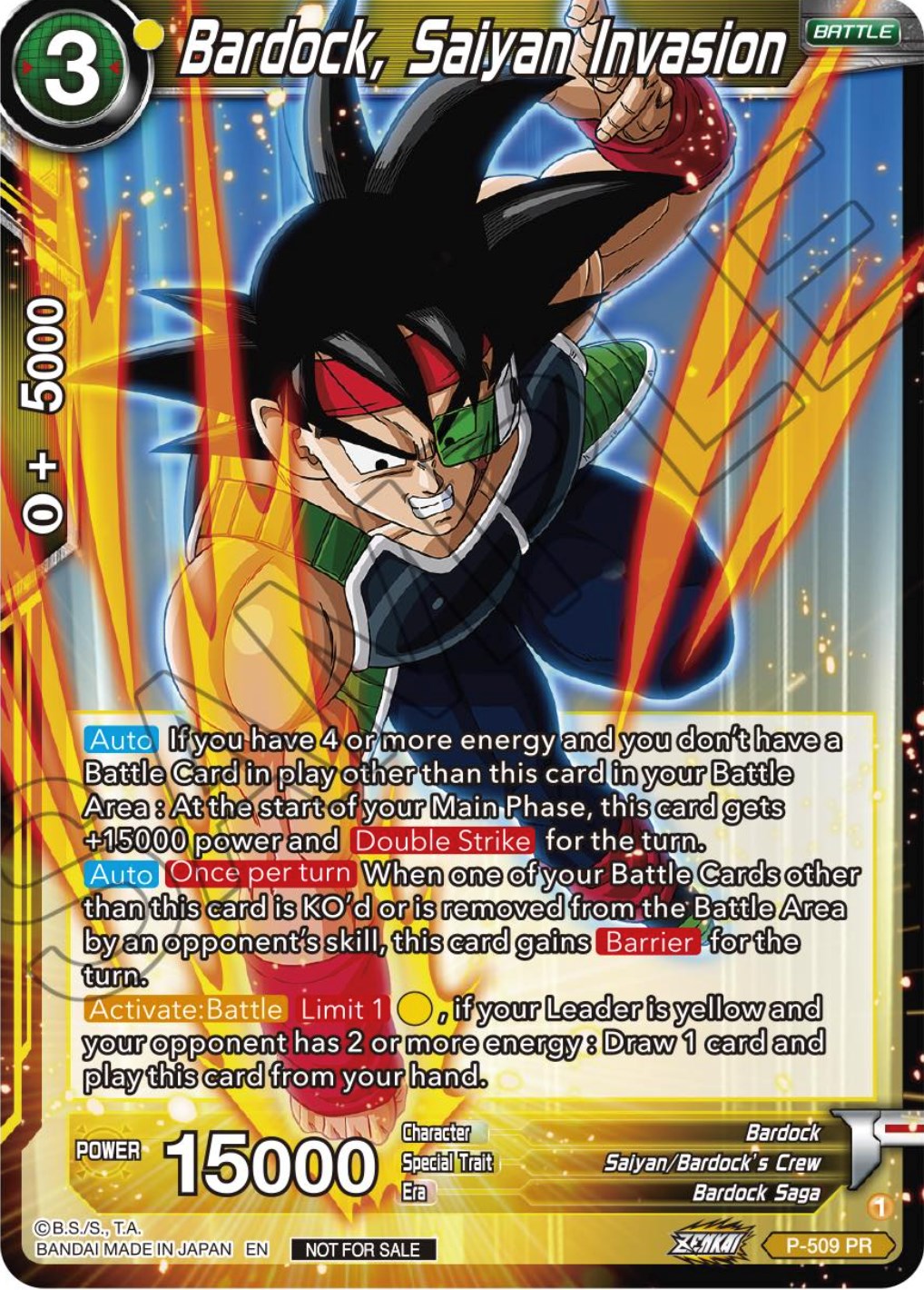 Bardock, Saiyan Invasion (Zenkai Series Tournament Pack Vol.4) (P-509) [Tournament Promotion Cards] | Red Riot Games CA