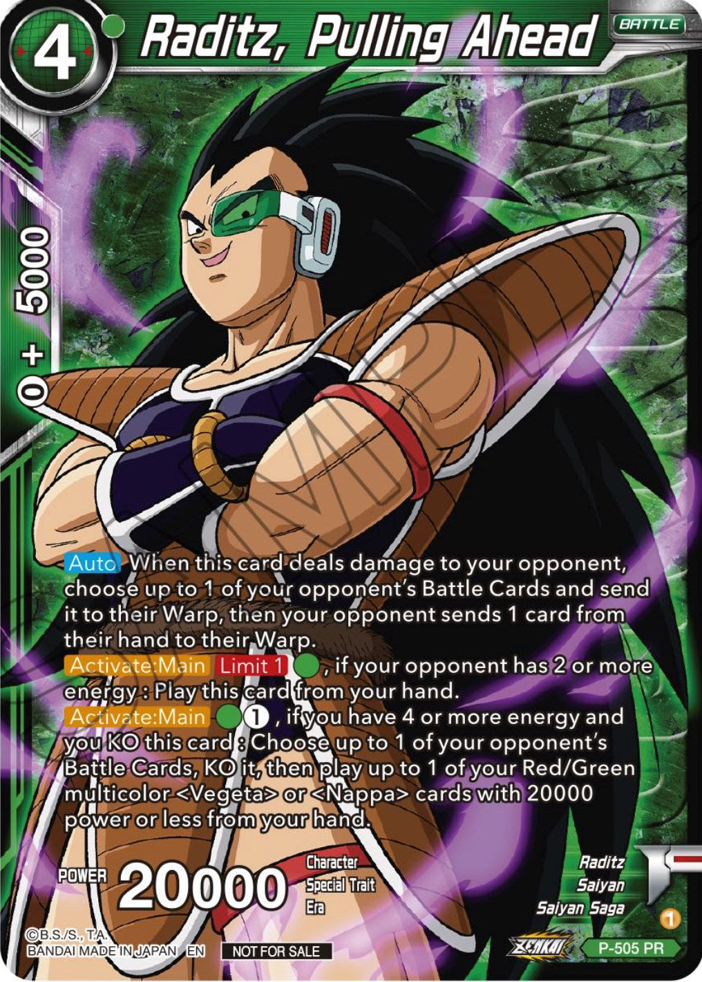 Raditz, Pulling Ahead (Zenkai Series Tournament Pack Vol.4 Winner) (P-505) [Tournament Promotion Cards] | Red Riot Games CA