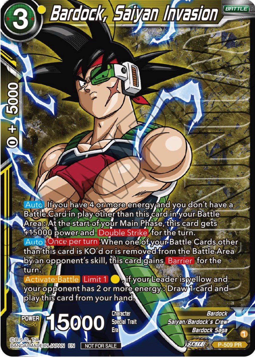 Bardock, Saiyan Invasion (Zenkai Series Tournament Pack Vol.4 Winner) (P-509) [Tournament Promotion Cards] | Red Riot Games CA