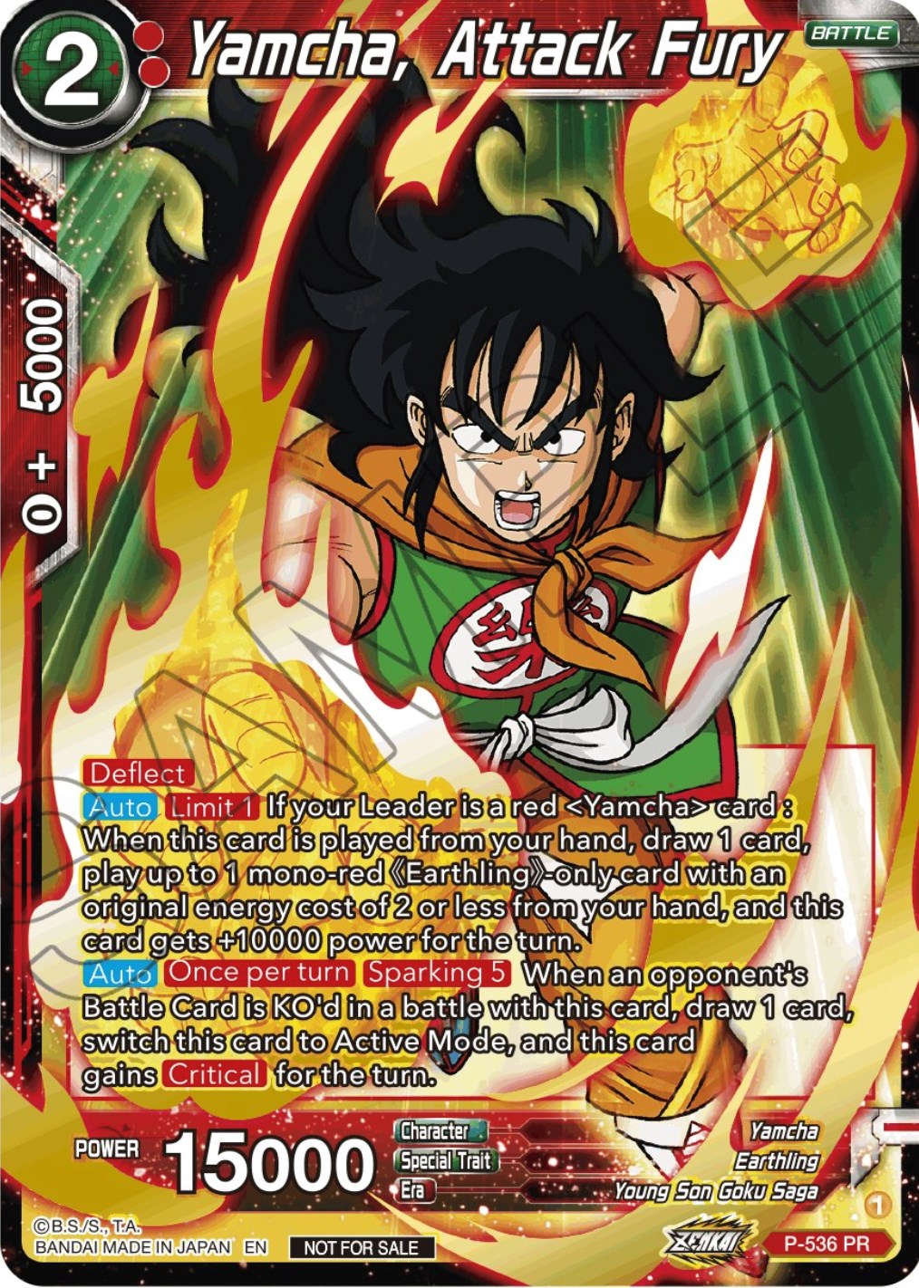 Yamcha, Attack Fury (Championship Selection Pack 2023 Vol.2) (Gold-Stamped Silver Foil) (P-536) [Tournament Promotion Cards] | Red Riot Games CA