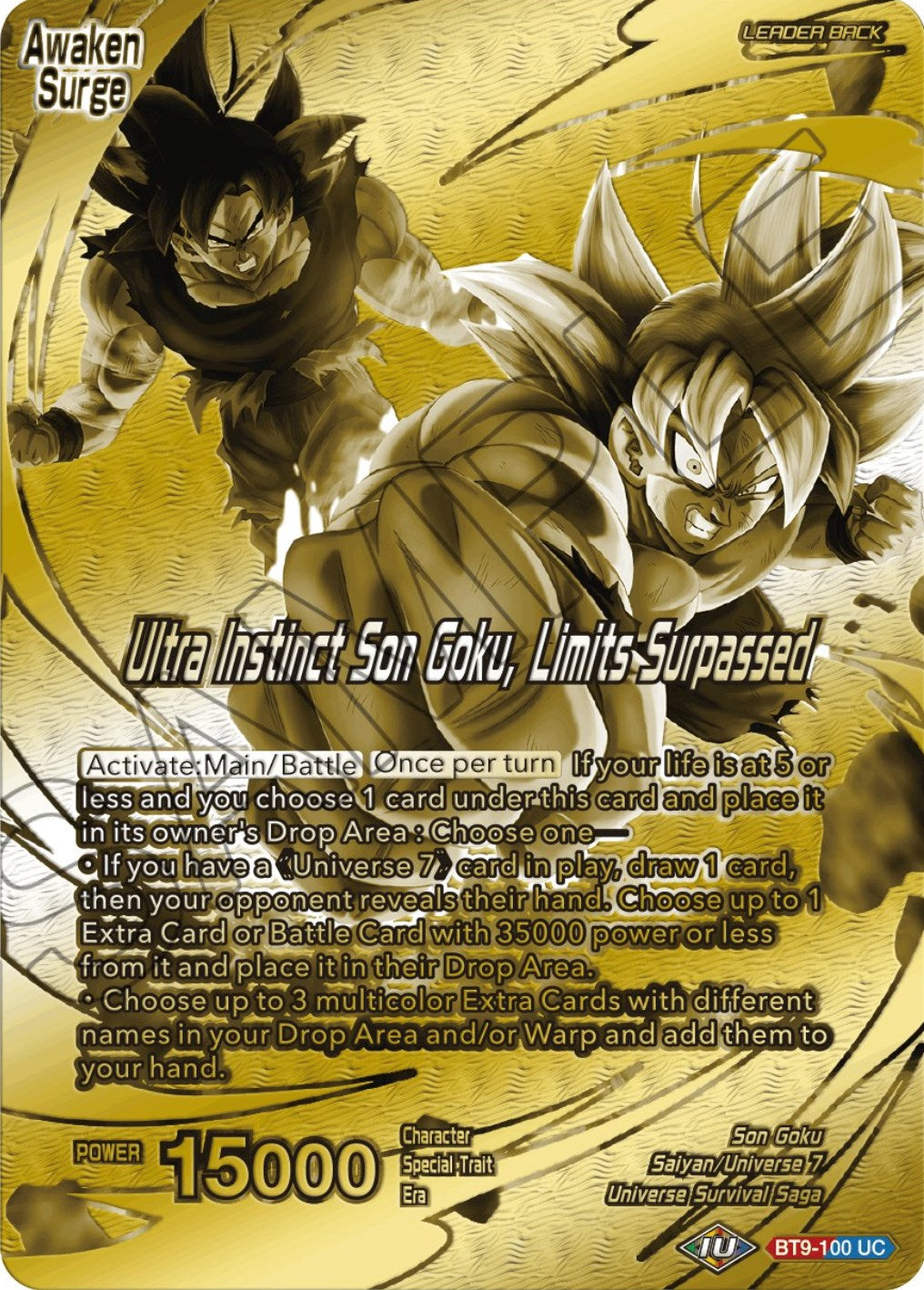 Son Goku // Ultra Instinct Son Goku, Limits Surpassed (Championship 2023 Golden Card Vol.2, Version 1) (BT9-100) [Tournament Promotion Cards] | Red Riot Games CA