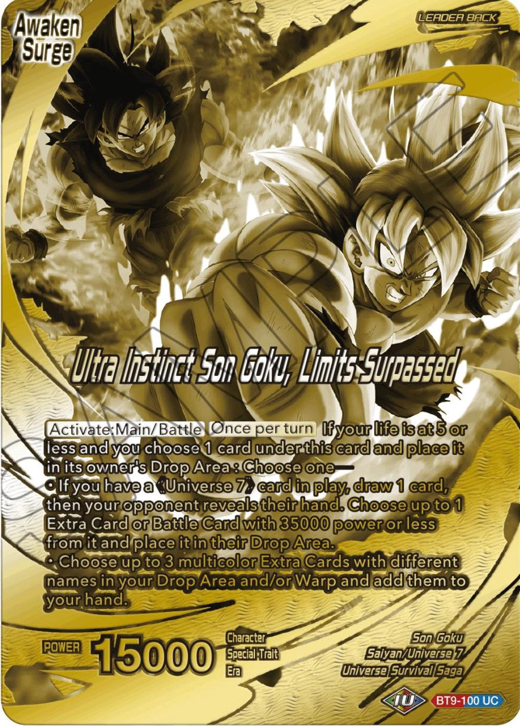 Son Goku // Ultra Instinct Son Goku, Limits Surpassed (Championship 2023 Golden Card Vol.2, Version 2) (BT9-100) [Tournament Promotion Cards] | Red Riot Games CA